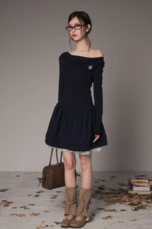 Off-Shoulder Polka Dot Dress