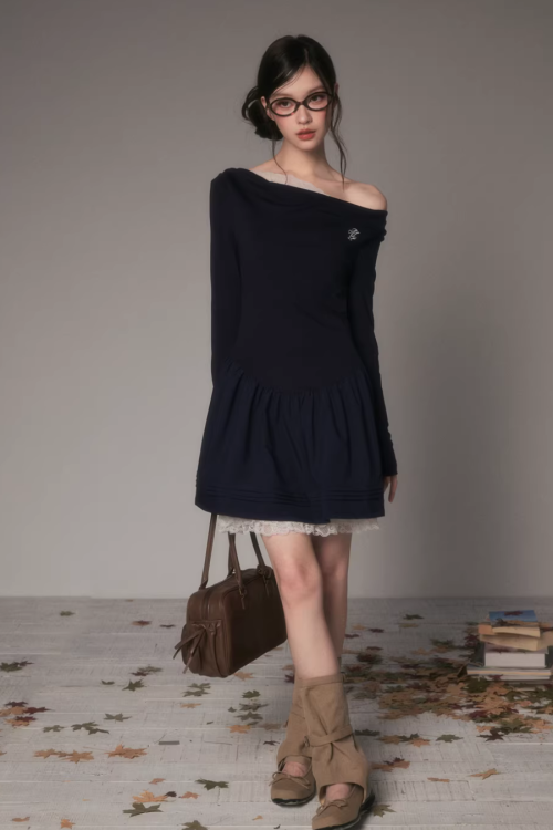 Off-Shoulder Polka Dot Dress