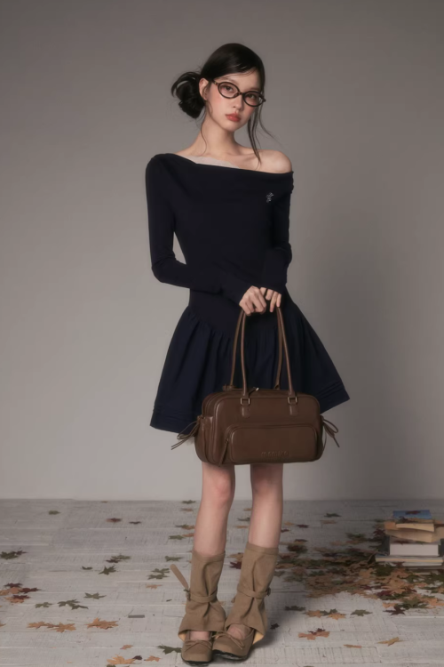 Off-Shoulder Polka Dot Dress