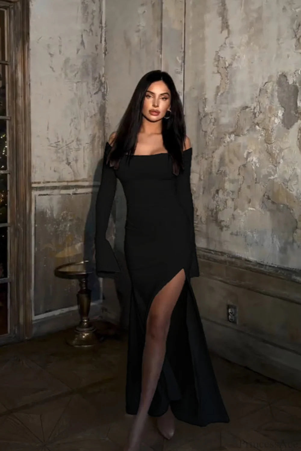 Off Shoulder Tie Fitted Elegant Maxi Dress Off Shoulder Tie Fitted Elegant Maxi Dress