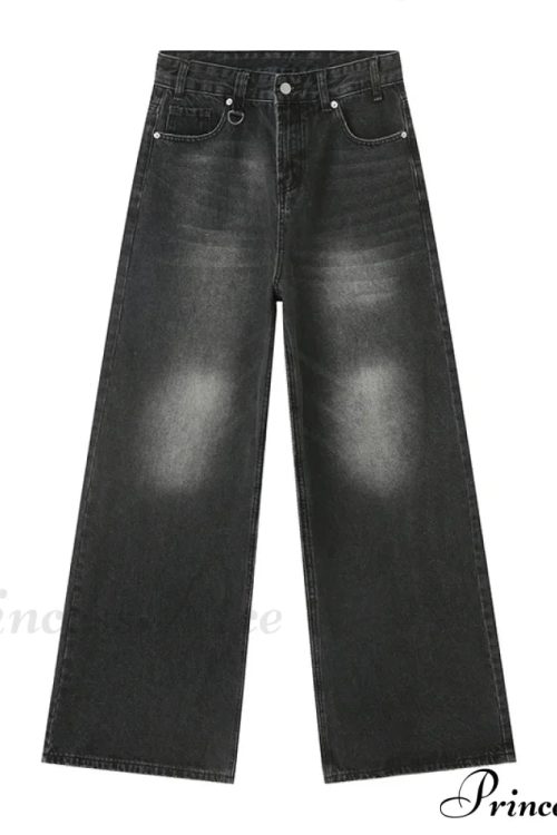 Old Male Pants Summer Blue Washed Denim Casual Menwear Wide Leg Trousers 2024 New Fashion Jeans