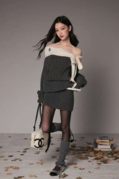 One-Shoulder Knit Dress