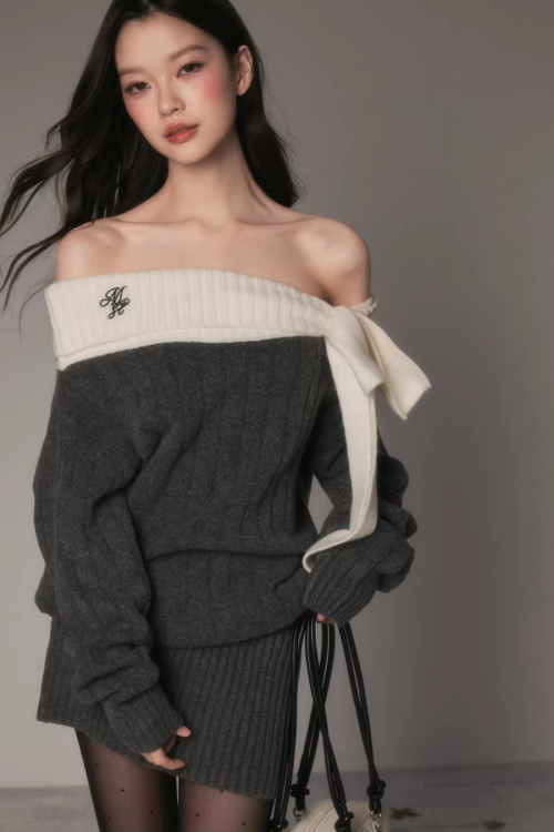 One-Shoulder Knit Dress