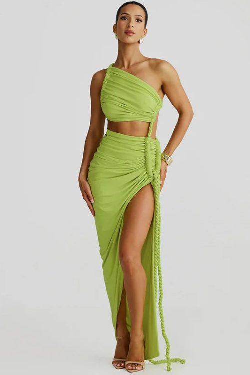 One Shoulder Ruched Maxi Dress