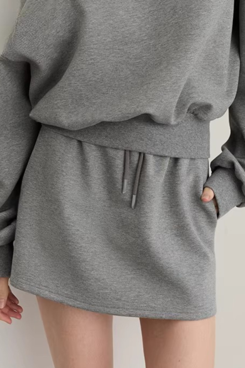 One-Shoulder Sweatshirt Top / Mini Skirt