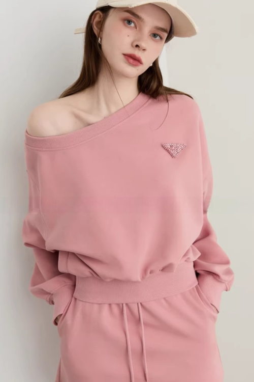 One-Shoulder Sweatshirt Top / Mini Skirt