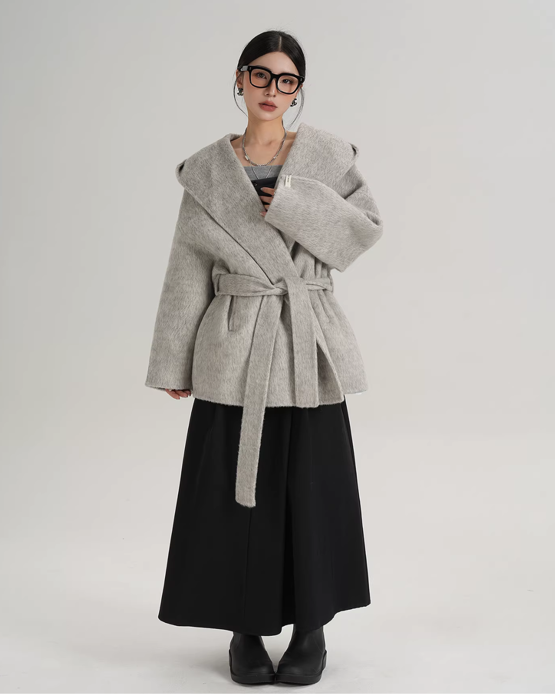 Open Collar Long Coat Open Collar Long Coat