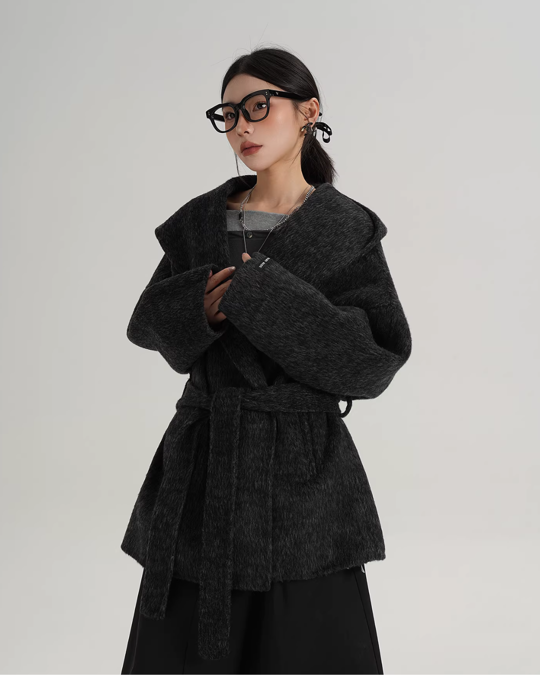 Open Collar Long Coat Open Collar Long Coat