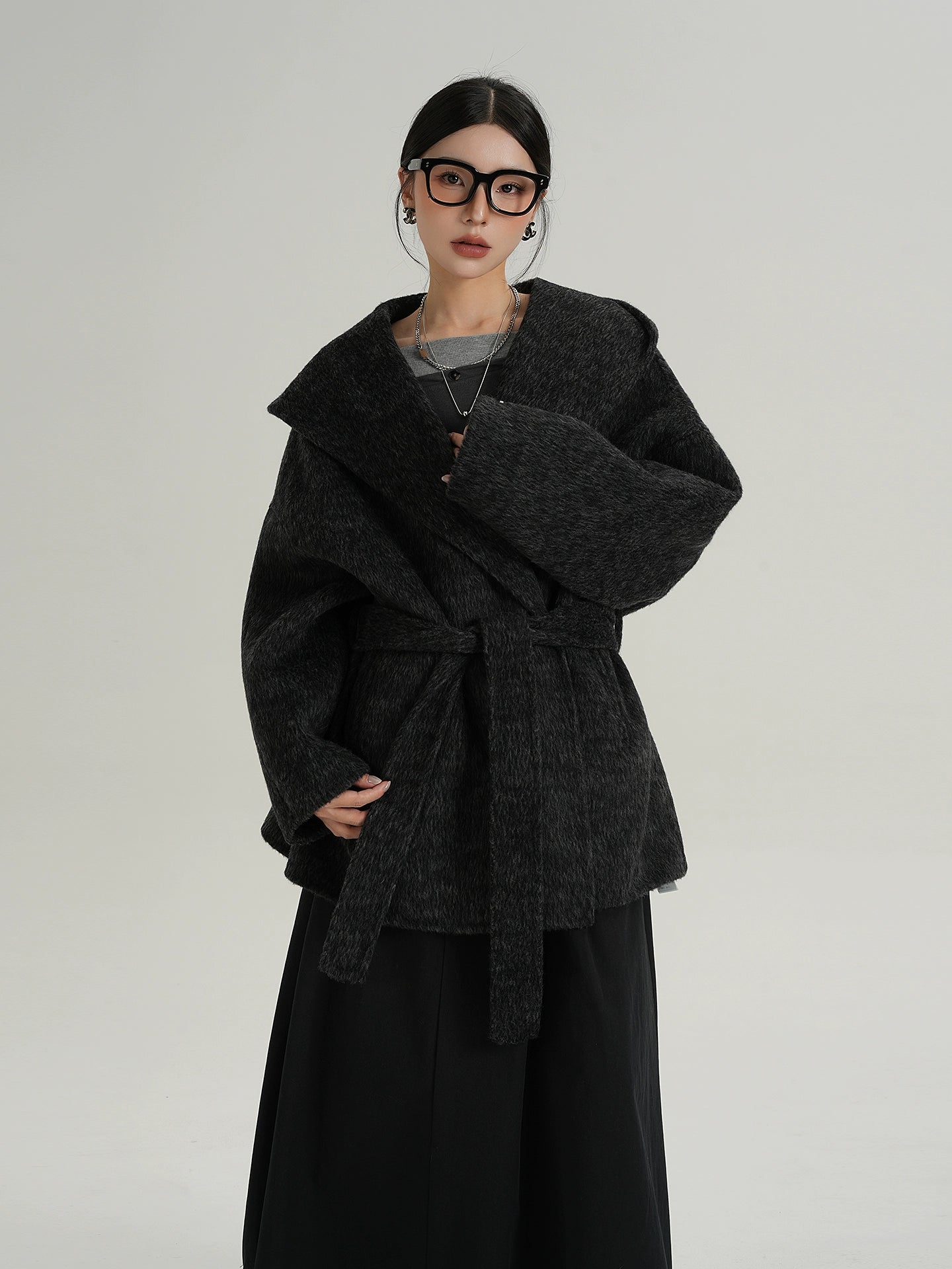 Open Collar Long Coat Open Collar Long Coat