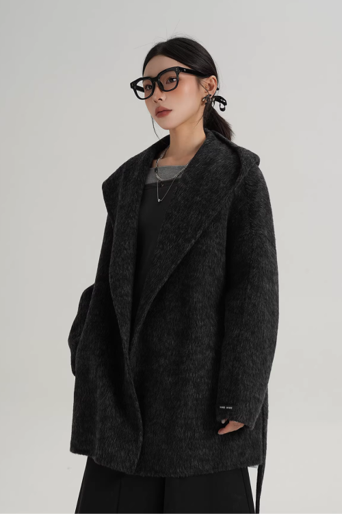 Open Collar Long Coat