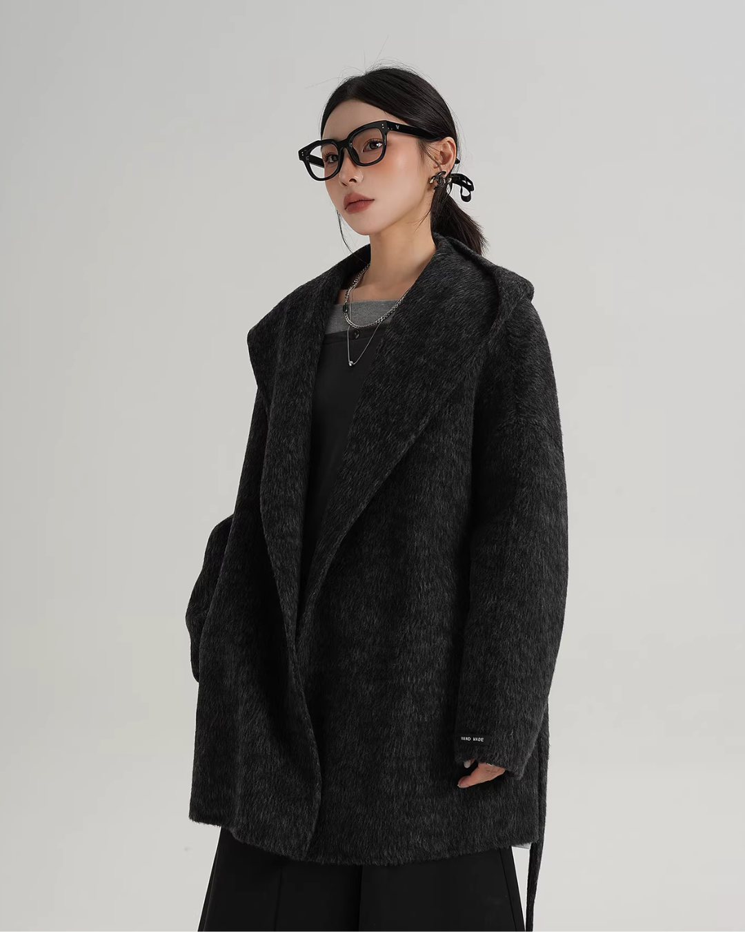 Open Collar Long Coat Open Collar Long Coat