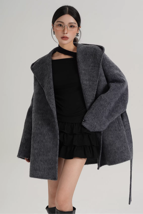 Open Collar Long Coat