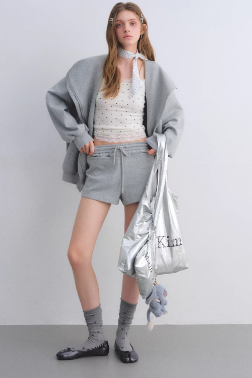 Oversized Collar Zip-Up Hoodie / Flare Sweatpants