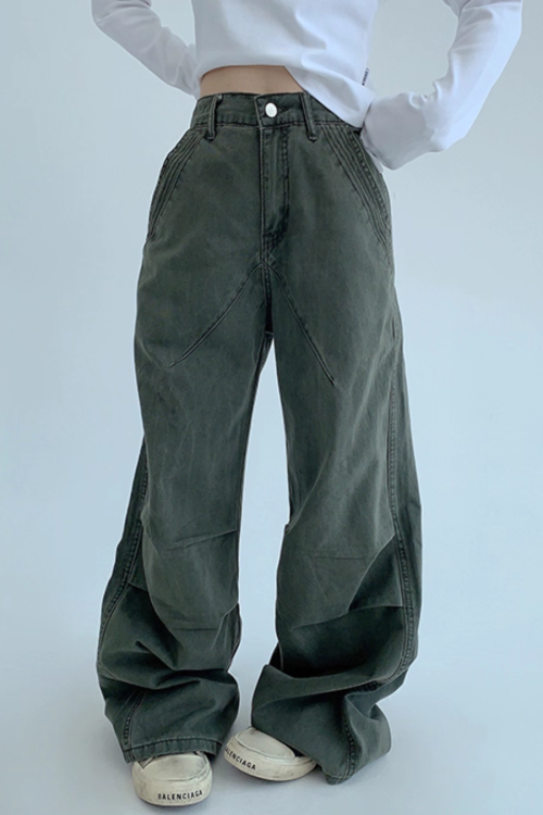 Oversized Denim Cargo Pants