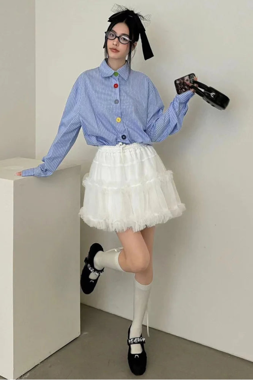 Oversized Stripe Button-Up Shirt