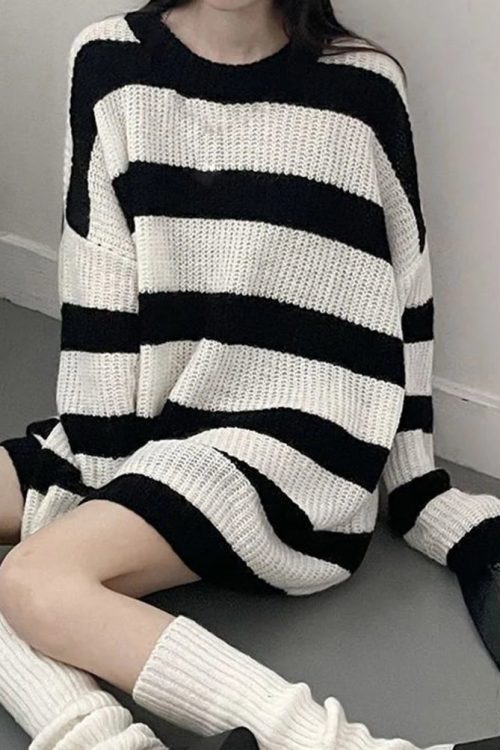 Oversized Striped Knit Sweater