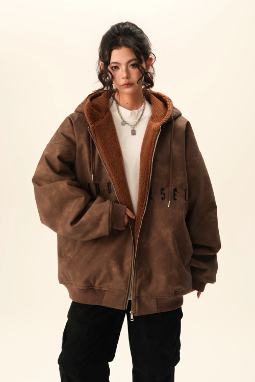 Oversized Suede Zip Hoodie