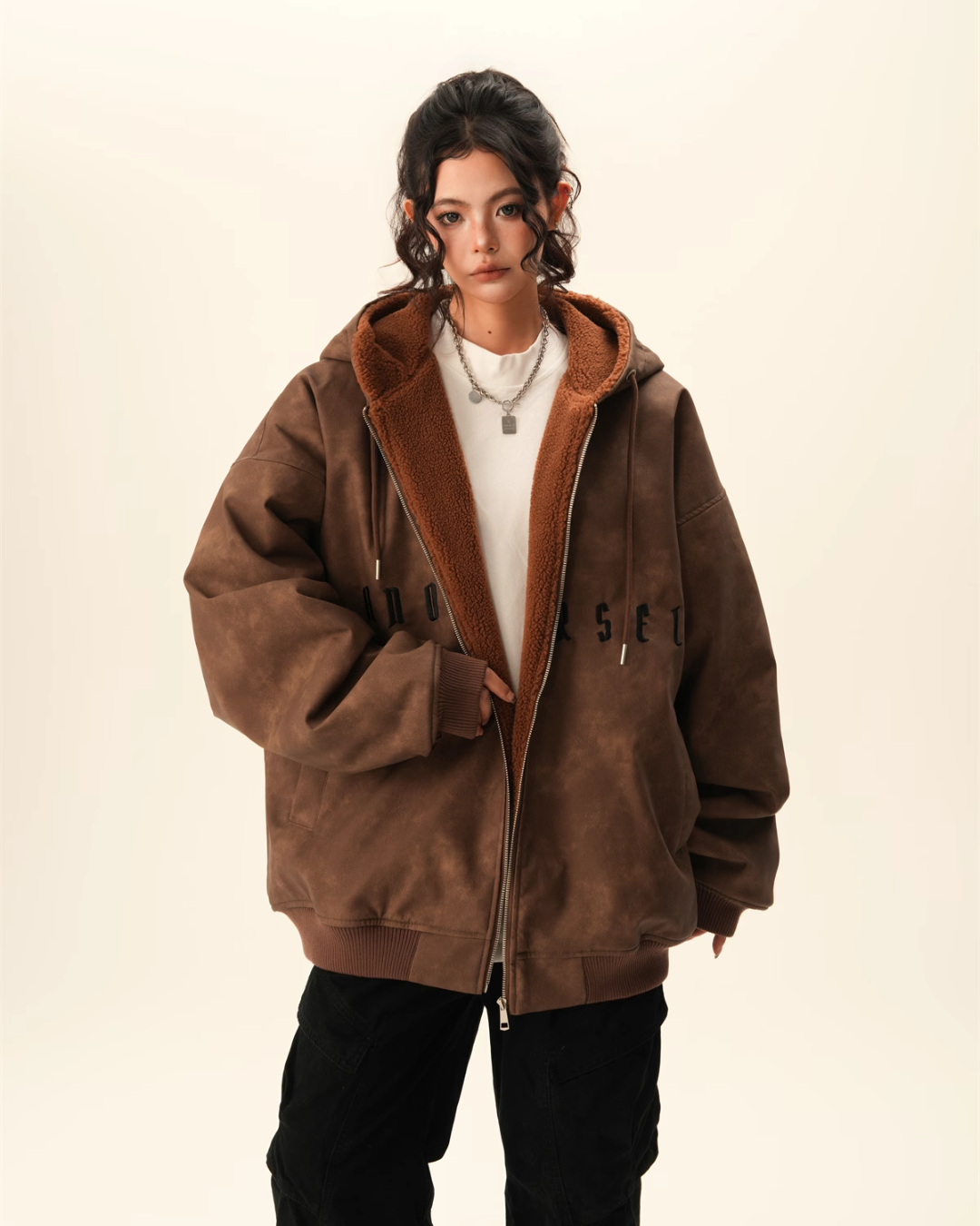 Oversized Suede Zip Hoodie Oversized Suede Zip Hoodie