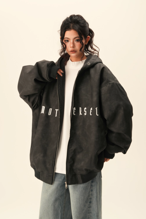 Oversized Suede Zip Hoodie