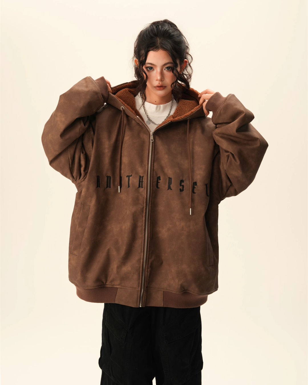 Oversized Suede Zip Hoodie Oversized Suede Zip Hoodie