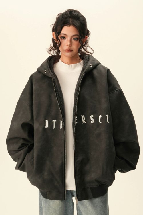 Oversized Suede Zip Hoodie