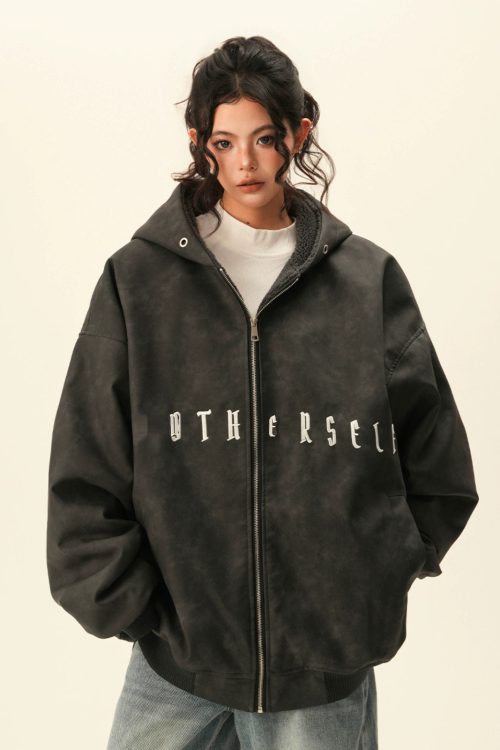 Oversized Suede Zip Hoodie