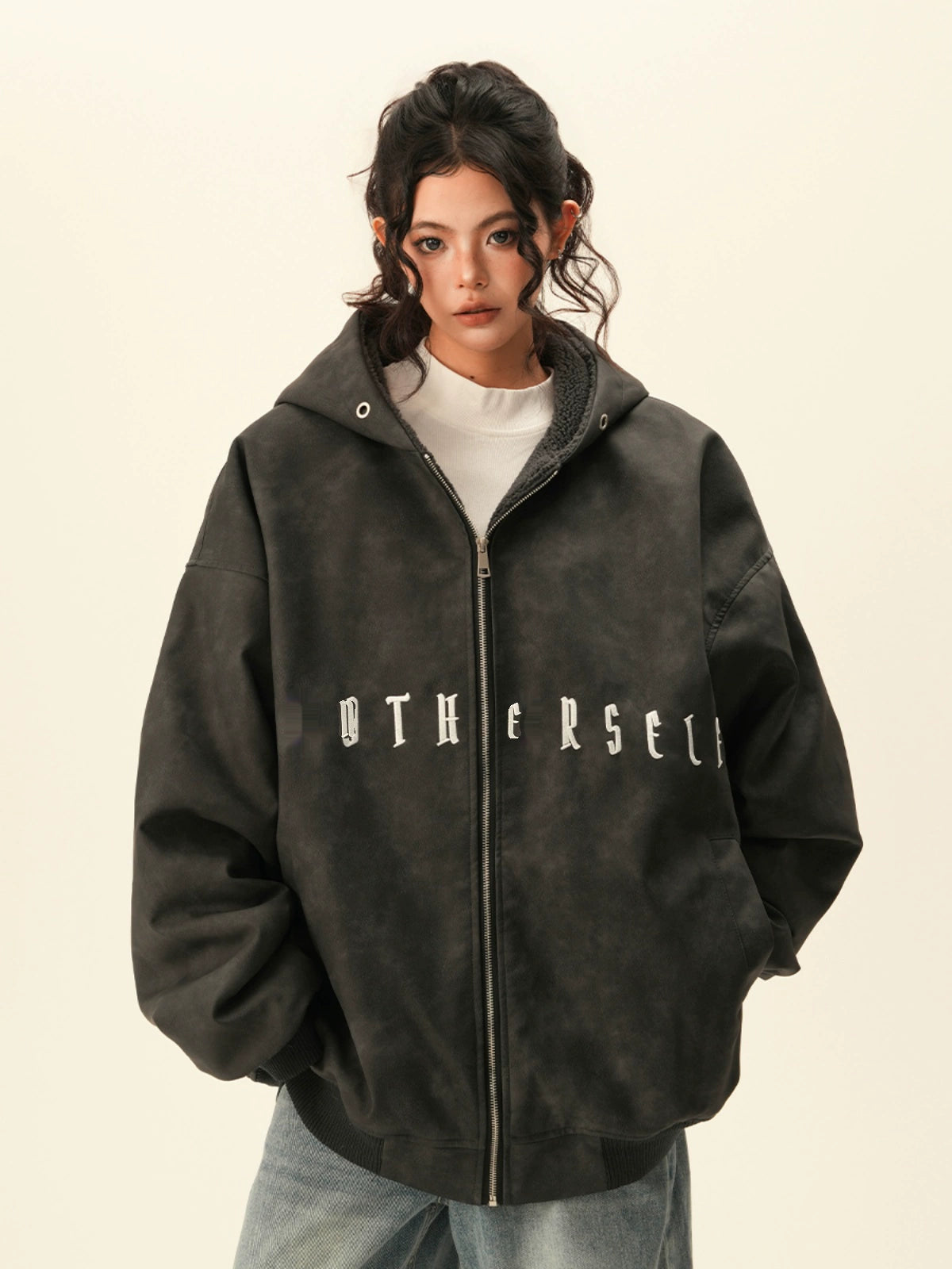 Oversized Suede Zip Hoodie Oversized Suede Zip Hoodie