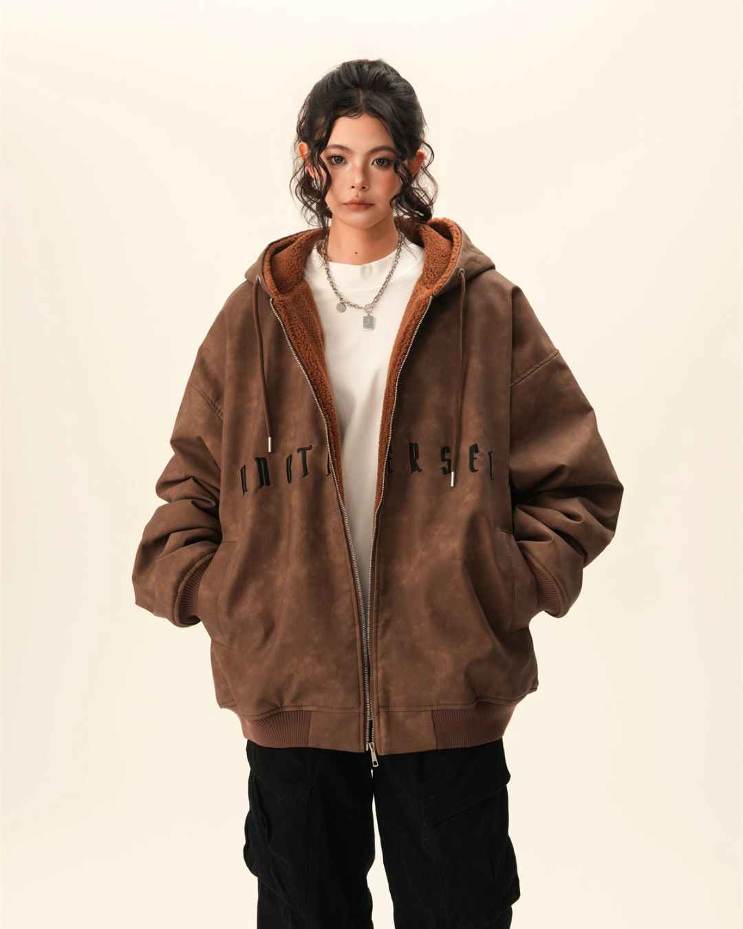 Oversized Suede Zip Hoodie Oversized Suede Zip Hoodie