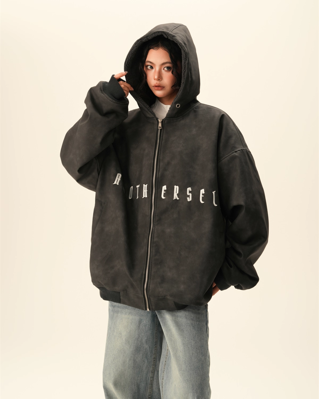 Oversized Suede Zip Hoodie Oversized Suede Zip Hoodie