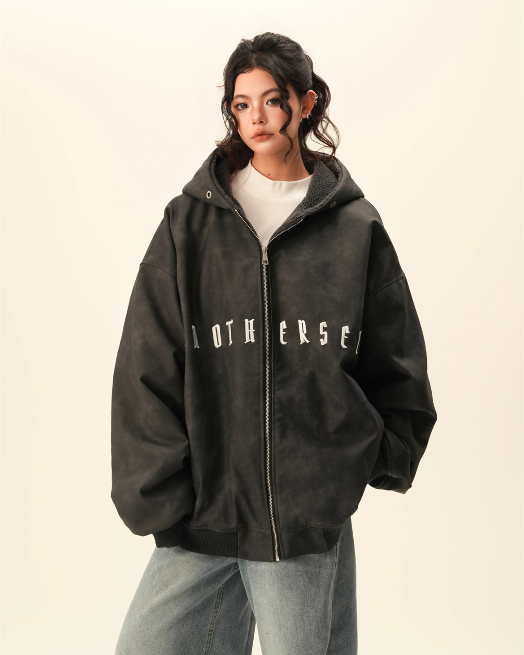 Oversized Suede Zip Hoodie Oversized Suede Zip Hoodie