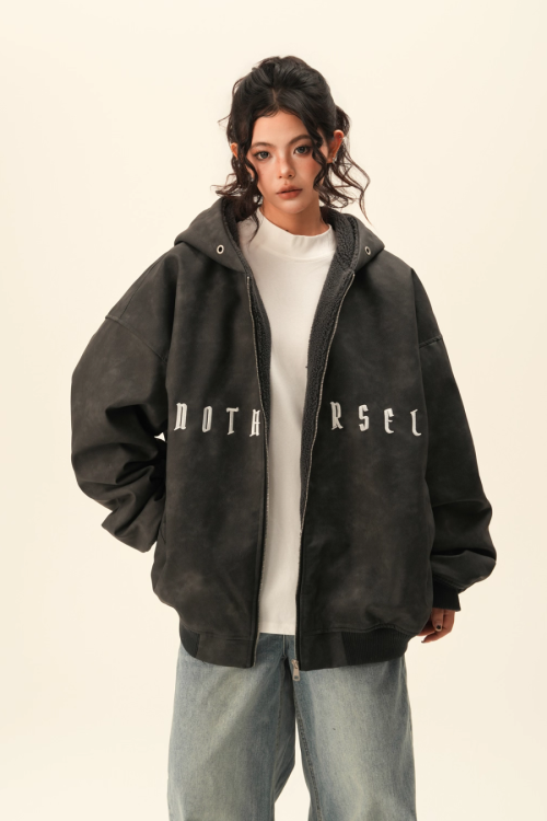 Oversized Suede Zip Hoodie