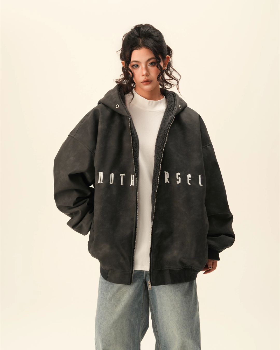 Oversized Suede Zip Hoodie Oversized Suede Zip Hoodie