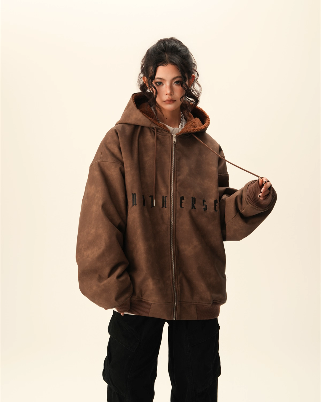 Oversized Suede Zip Hoodie Oversized Suede Zip Hoodie