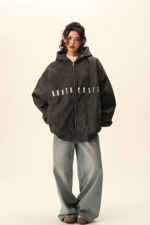 Oversized Suede Zip Hoodie