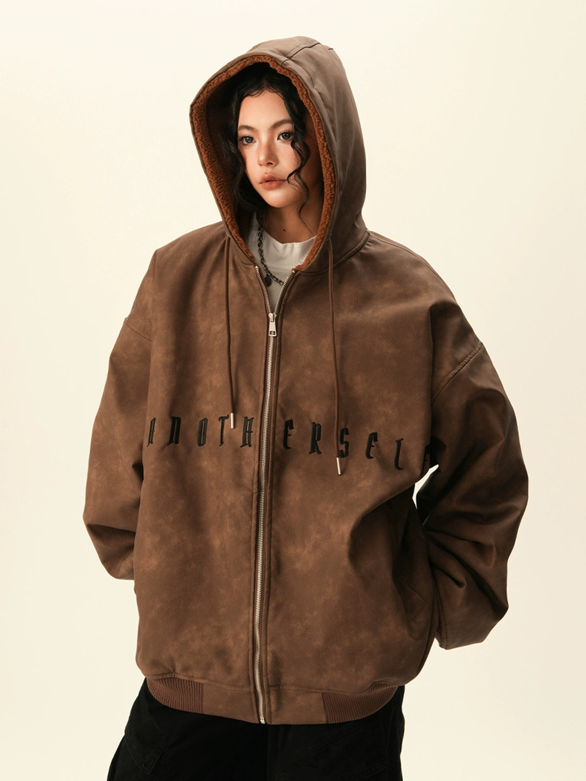 Oversized Suede Zip Hoodie Oversized Suede Zip Hoodie