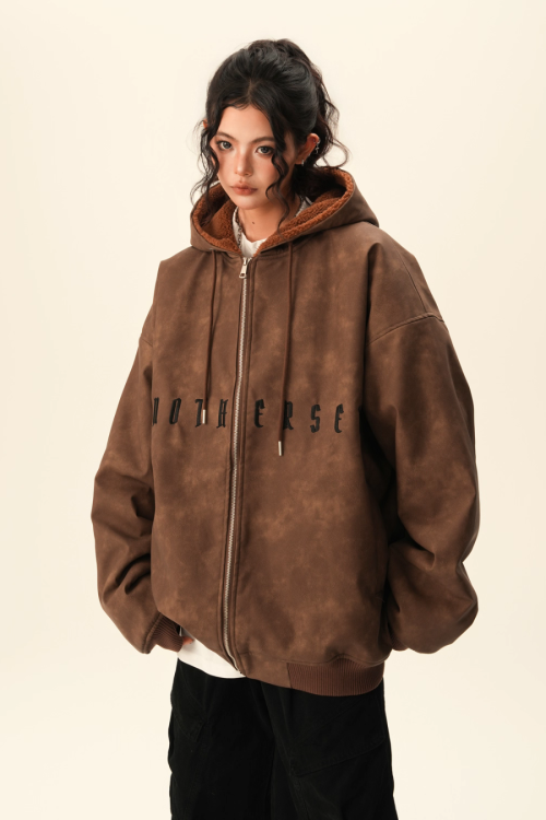 Oversized Suede Zip Hoodie