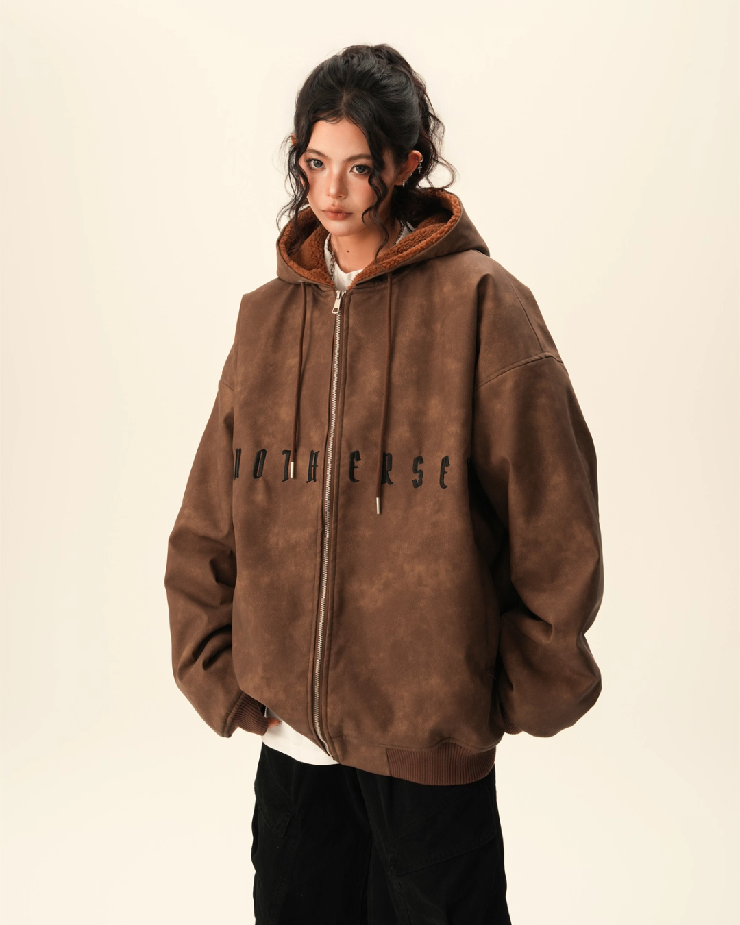 Oversized Suede Zip Hoodie Oversized Suede Zip Hoodie