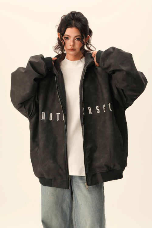 Oversized Suede Zip Hoodie