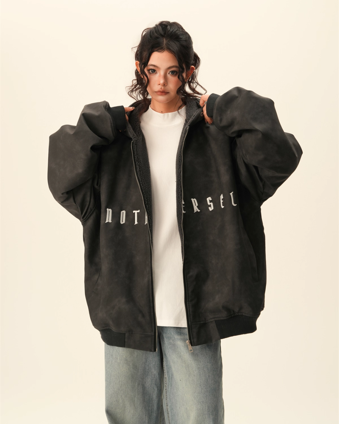 Oversized Suede Zip Hoodie Oversized Suede Zip Hoodie