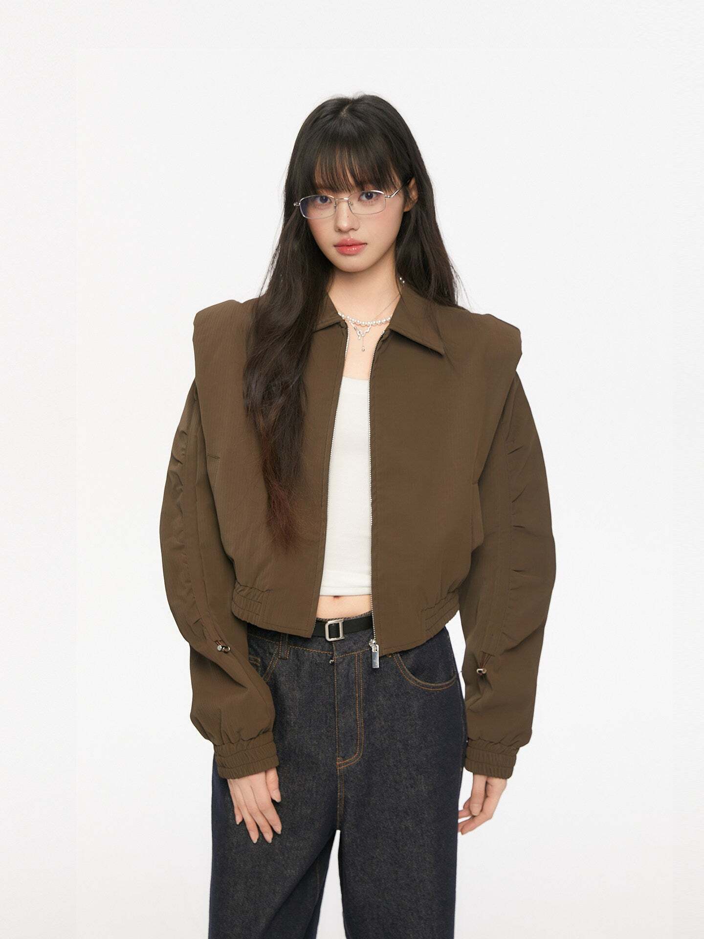 Padded Shoulder Leather Jacket Padded Shoulder Leather Jacket