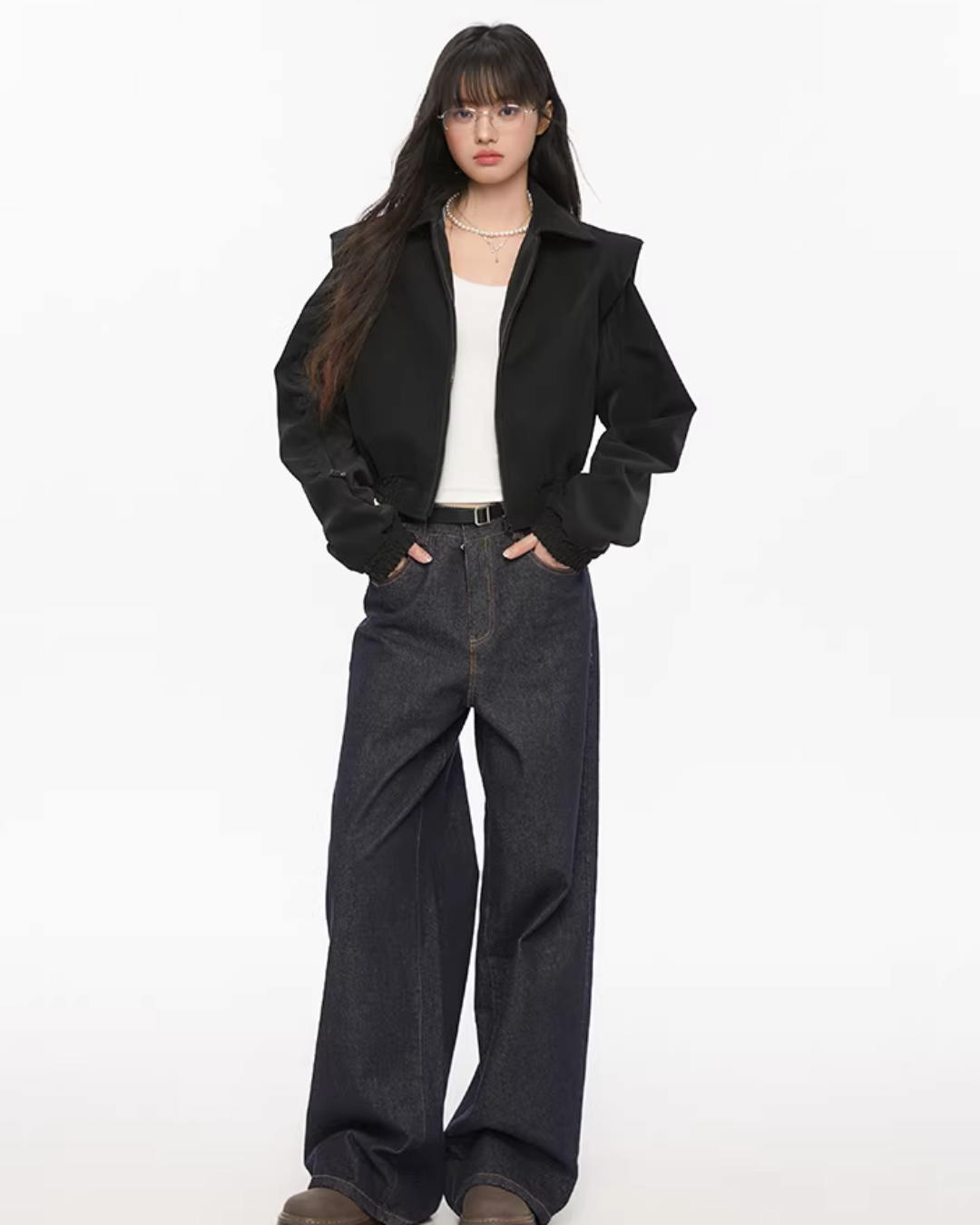 Padded Shoulder Leather Jacket Padded Shoulder Leather Jacket