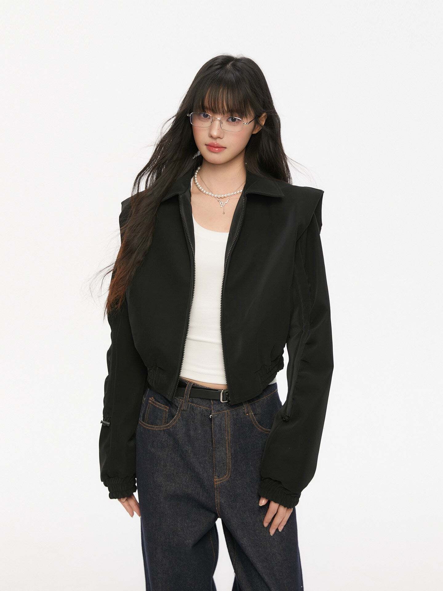 Padded Shoulder Leather Jacket Padded Shoulder Leather Jacket