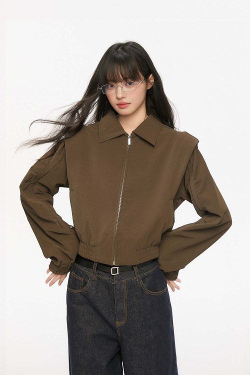 Padded Shoulder Leather Jacket