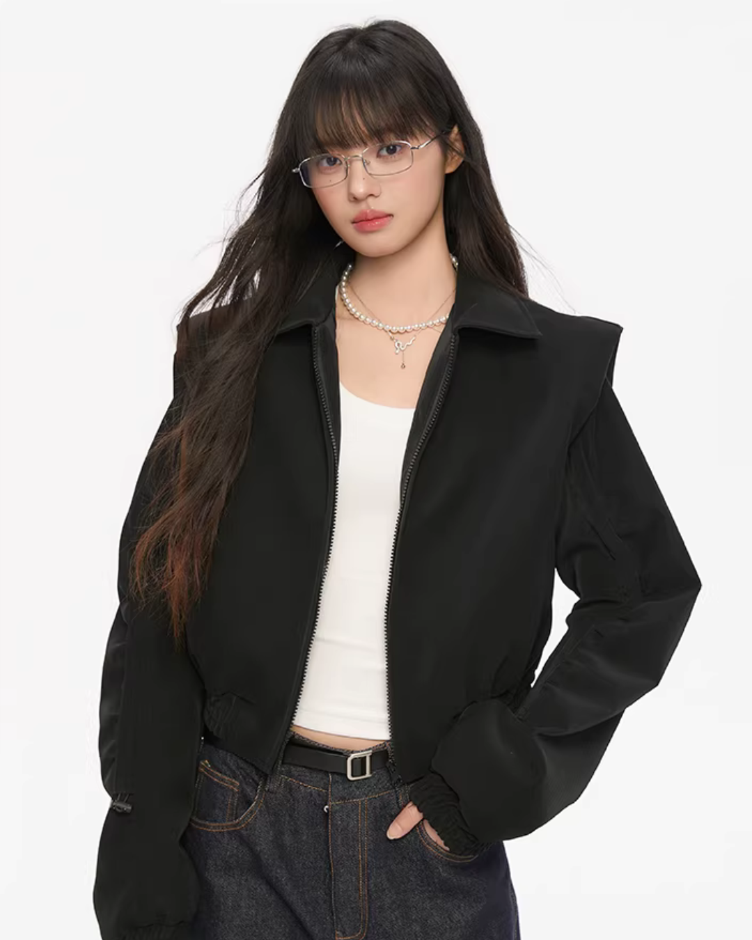 Padded Shoulder Leather Jacket Padded Shoulder Leather Jacket