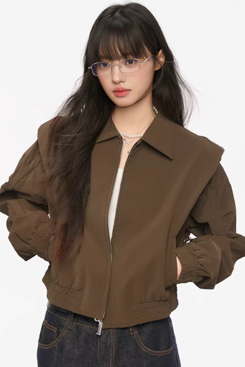 Padded Shoulder Leather Jacket