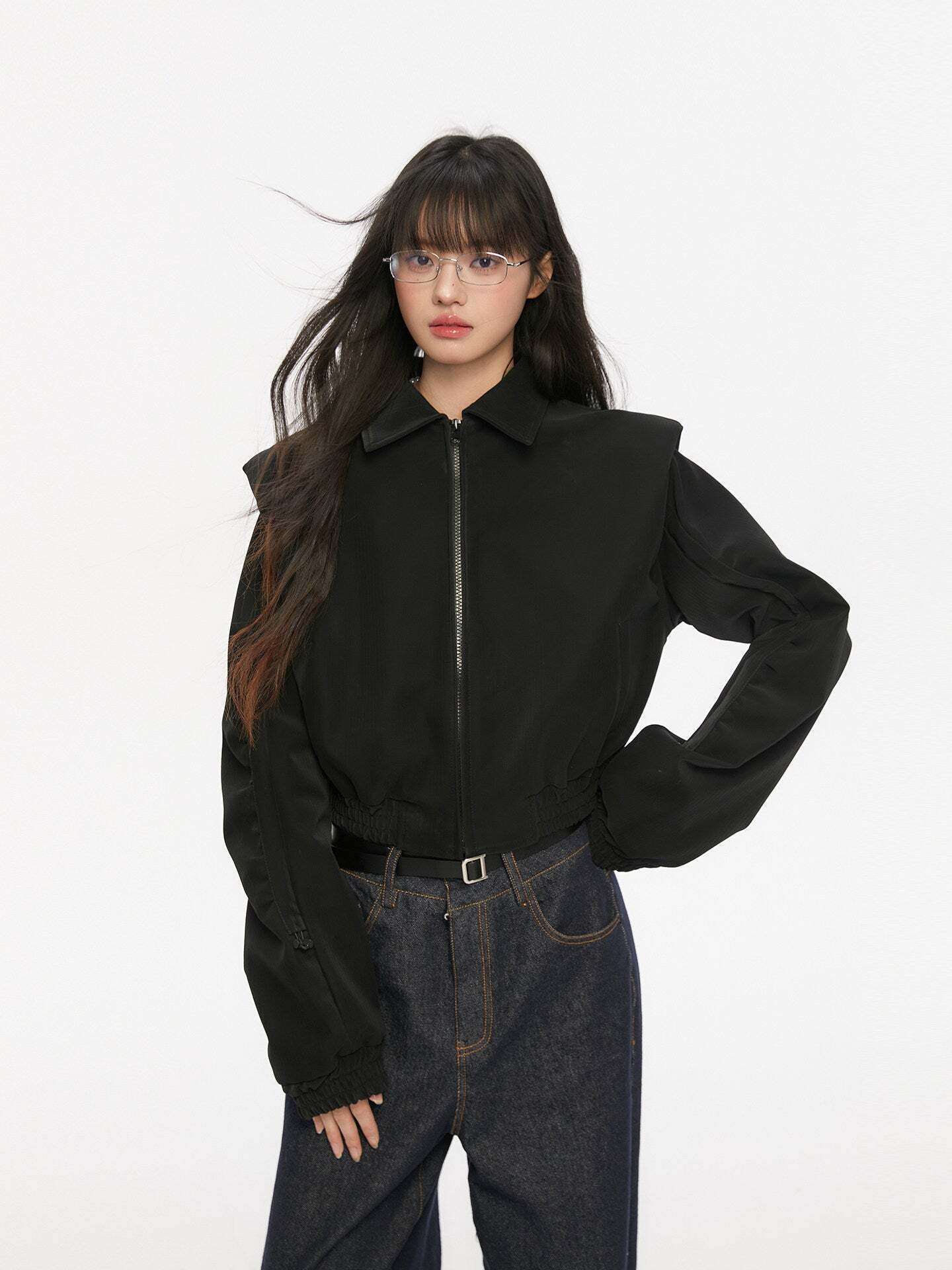 Padded Shoulder Leather Jacket Padded Shoulder Leather Jacket