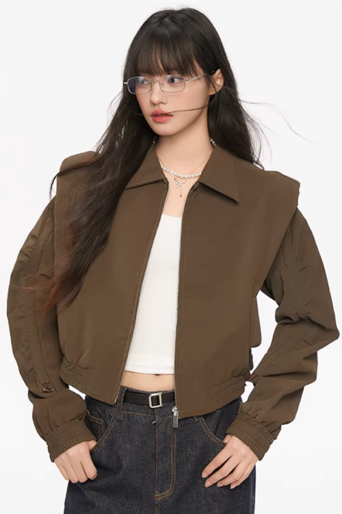 Padded Shoulder Leather Jacket