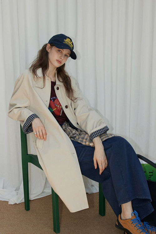 Paid Collar Long Coat