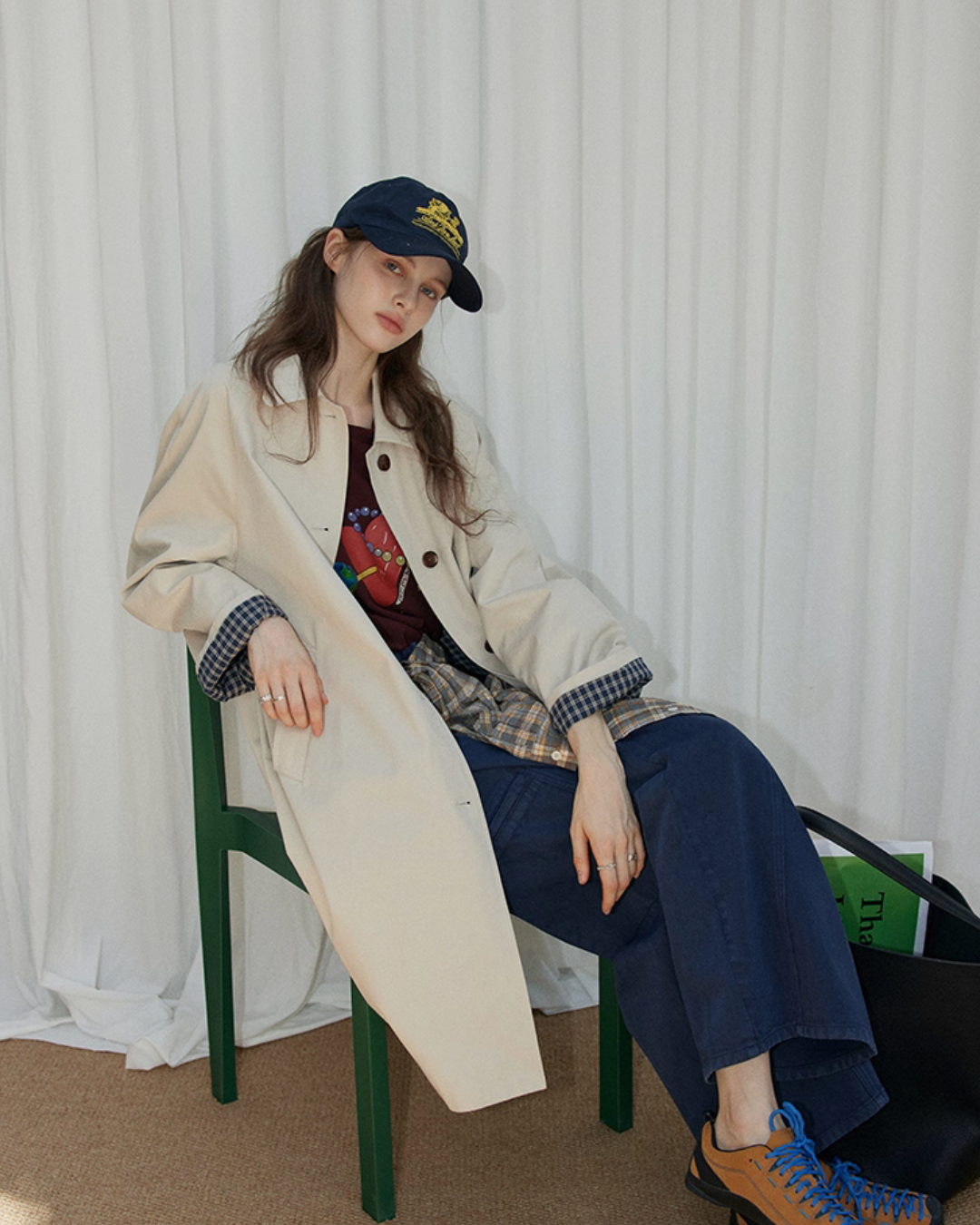 Paid Collar Long Coat Paid Collar Long Coat