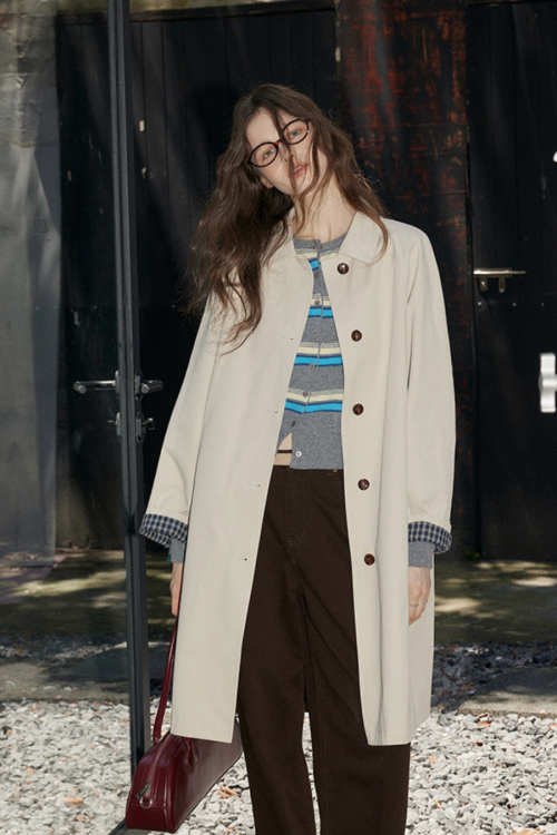 Paid Collar Long Coat